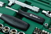 Kit d'outils de réparation automobile SATA 09007 – Jeu de douilles métriques 1/2 et 1/4 pouce avec embouts de tournevis Torx et hexagonaux, douilles pour bougies d'allumage – Idéal pour l'atelier