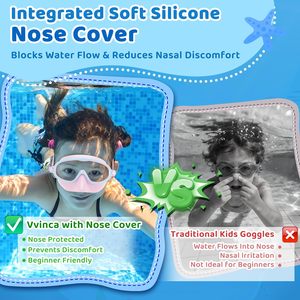 <span class=keywords><strong>Gafas</strong></span> de natación para niños con <span class=keywords><strong>cubierta</strong></span> para la nariz, vista amplia, antivaho, protección UV, para niños y niñas de 3 a 14 años - Product Image 2