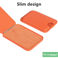 Dompet Kartu Ponsel Kulit PU Tipis dengan Penyangga untuk iPhone 13 14 15 Pro Max