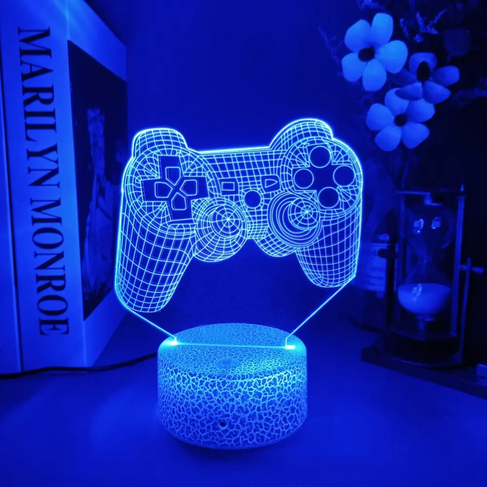 Lampada da tavolo per sala giochi 3D personalizzata icona della Console di gioco luce notturna da comodino a LED