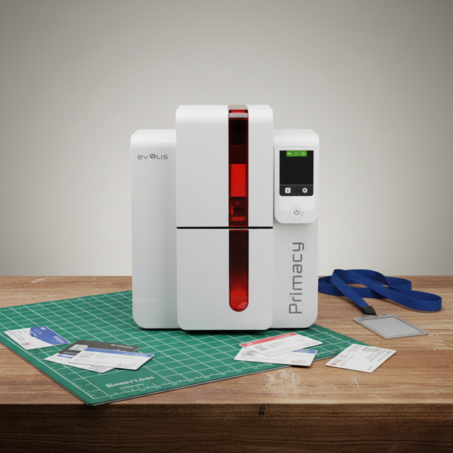 Evolis Zenius High-Performance Single-Sided PVC Card Printer USB Interface 300dpi Resolution 500 Cards/HR Black 150 Printing