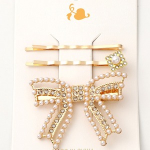 Pinzas para el cabello con diamantes de imitación de estilo coreano, pinza lateral con perlas para uso diario, material de aleación HC019 - Product Image 2