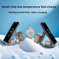 Meilleures ventes Chargeur sans fil pliable 3-en-1 Support et support de charge rapide magnétique pour iPhone, voiture et voyage