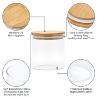 Ensemble de bocaux de conservation alimentaire en verre borosilicate DAJI HYDRO avec couvercle triangulaire en bambou, compatibles micro-ondes et lave-vaisselle, hermétiques