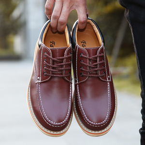 Chaussures habillées plates en cuir véritable pour hommes, décontractées et professionnelles, à lacets, avec semelle extérieure en caoutchouc antidérapante - Product Image 5