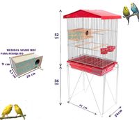 Cage à oiseaux grande capacité avec support métallique, nichoir en bois, plusieurs perchoirs, mangeoires, idéale pour les perroquets de taille moyenne, utilisation en intérieur
