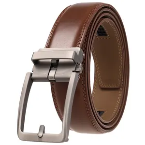 Fashion men genuine cow leather belt Automatic rachet belt for business man