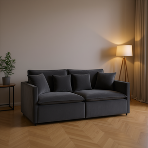 Divano Modulare Oversize in Velluto Grigio Scuro, 100% Poliestere, Tre Posti, Stile Moderno per Soggiorno - Product Image 2