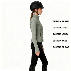 Veste d'<span class=keywords><strong>équitation</strong></span> pour femmes en duvet d'oie personnalisée avec fermeture éclair, coupe ajustée, manches longues pour la compétition et le sport - Product Image 2