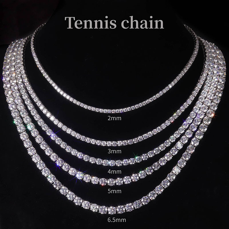 Moissanite en or 14 carats 5 mm 17 pouces