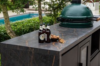 Cuisine d'extérieur de jardin complète à charbon de bois, fumoir à viande, grillades de barbecue en acier inoxydable, armoires de cuisine modernes