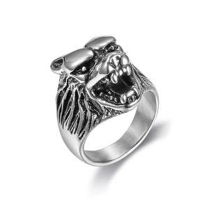 Anillo de Acero Inoxidable 316L para Hombre, Diseño Animal, Chapado en Oro de 18k, León, Cocodrilo, Dragón, Lobo, Tono Negro, Venta al por Mayor - Product Image 5