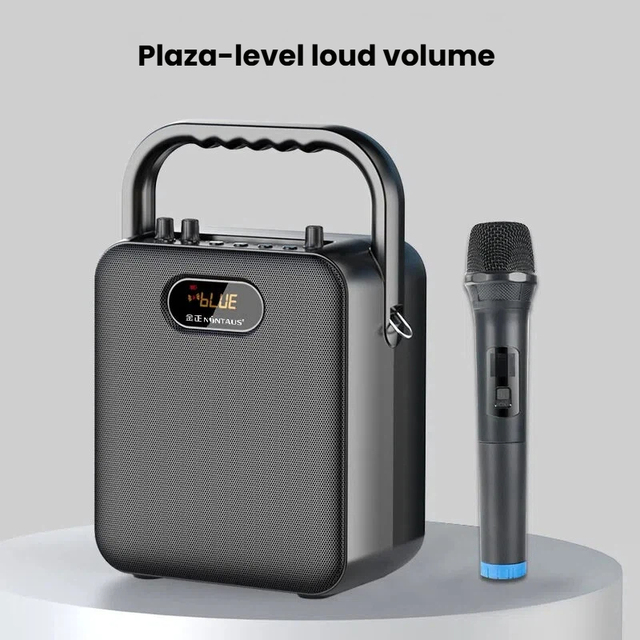 Portable 10W High Power Speaker RGB LED Lighting Wireless Karaoke Microphone Home Use TF Battery Square Speaker