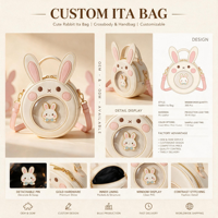 Tas bahu Ita kustom berbentuk Alien pabrikan tas wanita dengan desain pola hewan berbeda MOQ rendah