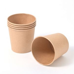 Bol à salade jetable en papier kraft biodégradable écologique avec couvercle en plastique, compatible micro-ondes, pour camping - Vente en gros - Product Image 1
