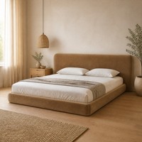 Lit plateforme en mousse compressée, lit double rembourré, mobilier de chambre moderne et minimaliste
