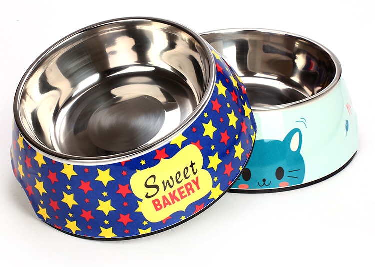 Wholesale Custom Double Wall Melamine dog bowl stainless steel with Non-slip Bottom dog food bowl