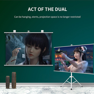 72 بوصة 16:9 المحمول المحمولة مكافحة ضوء أرضية معدنية حامل شاشة جهاز عرض بحامل المنزل مكتب علر الإسقاط شاشة - Product Image 2