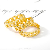 Edelstahl Schmuck vergoldet Moissan ite Ring für Frauen Cuban Link Chain Curb Chain Ring Ehering Sets