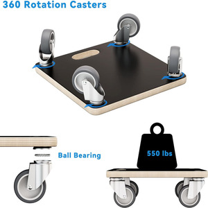 Moving Dolly 2 Pack, 550lbs Wood Dolly para mover muebles con ruedas No requiere montaje (cuadrado) - Product Image 5