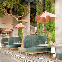 Banquettes de restaurant vert foncé pour café moderne personnalisées, ensemble de tables et de chaises pour café, meubles, service à guichet unique