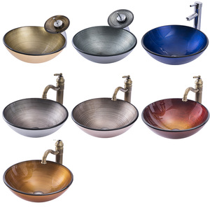 Ensemble d'armoires <span class=keywords><strong>de</strong></span> lavabo en verre, produit minimaliste bleu, plan <span class=keywords><strong>de</strong></span> travail pas cher, Design pour évier à <span class=keywords><strong>main</strong></span> - Product Image 6