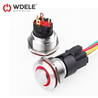 Tombol Tekan logam 22mm lampu cincin sakelar/simbol daya tombol mobil tombol on Off 12V 220V sakelar tombol menempel sesaat