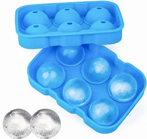 Wholesale Silicone Ice Cube Trays 6 Cavity Round Shape Ice Ball Maker Mold for party bar supermarket supplier