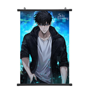 Vente en gros personnalisée 60*90CM <span class=keywords><strong>Solo</strong></span> nivellement Sung Jin Woo <span class=keywords><strong>Manga</strong></span> Decora Anime Show vente dessin animé Anime Wallscrolls Anime Wall Scroll - Product Image 2