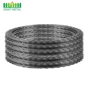 Galvanized Concertina Razor Barbed Wire Fence Factory Supply Iron and Steel 5mm & 2.5mm Diameter Security Application