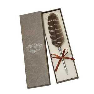 Feather antique elegant creative pen metal ballpoint pen wedding signature pen gift box suitable for birthday