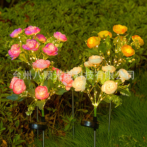 Solar Garden <b>Lights</b> 7 Head LED <b>Rose</b> Flower Solar Powered Outdoor Waterproof Decorative Lawn Stake <b>Light</b> - Product Image 2