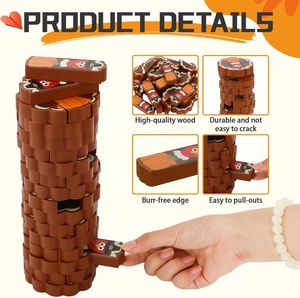 Juego de dominó de madera de Acción de Gracias Juego de equilibrio de torre de caída amigable para niños para familiares y amigos Adultos - Product Image 4