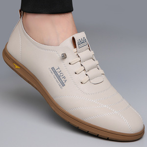 T3OPA รองเท้าโลฟเฟอร์หนังลำลองสำหรับผู้ชายสีขาวระบายอากาศได้ดีรองเท้าส้นเตี้ยแบบสวมสำหรับการพักผ่อน - Product Image 4