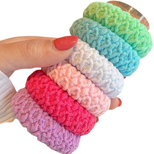 Élastiques à cheveux unisexes pour enfants et femmes, en tissu éponge, 6 cm, tendance et durables - Product Image 1