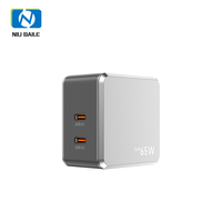 Cargador Rápido NIUBAILE 65W PD3.1 con 2 Puertos Tipo-C, Plegable, Ecológico, Entrada de CA, Enchufe del Reino Unido, Portátil para Teléfono Móvil