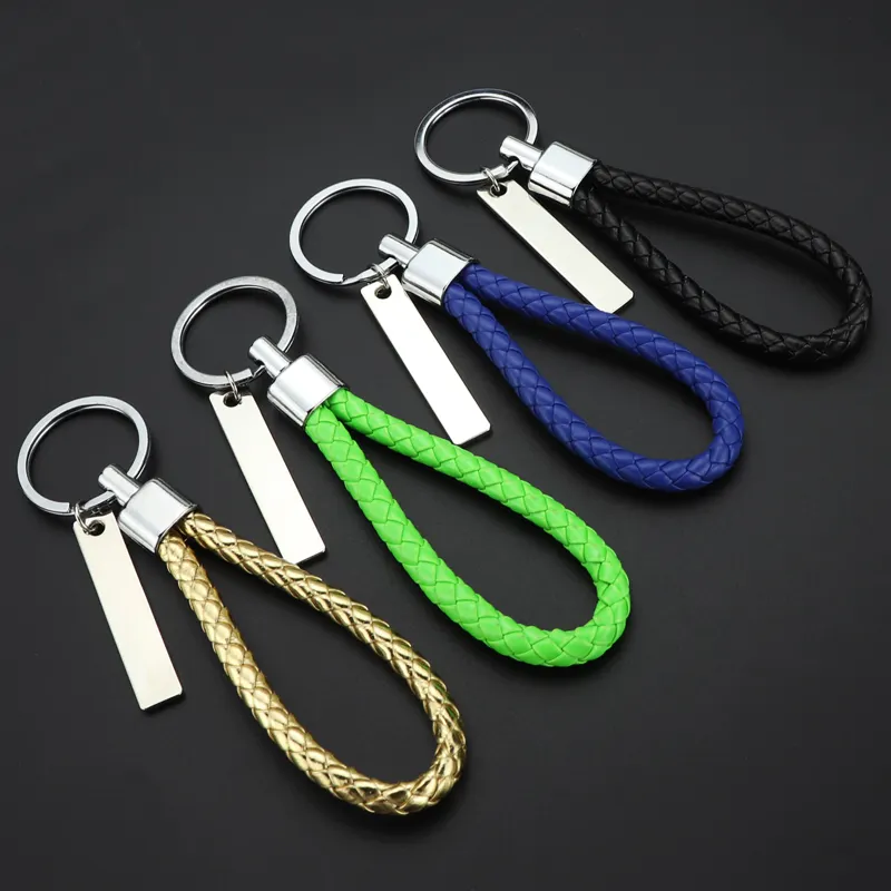 Neue einfarbige Sublimations-PU geflochtene Seil-Schlüsselanhänger hochwertiger runder Schlüsselanhänger Wärmeübertragung Druck einfarbiger Konsumstoff DIY-Geschenke