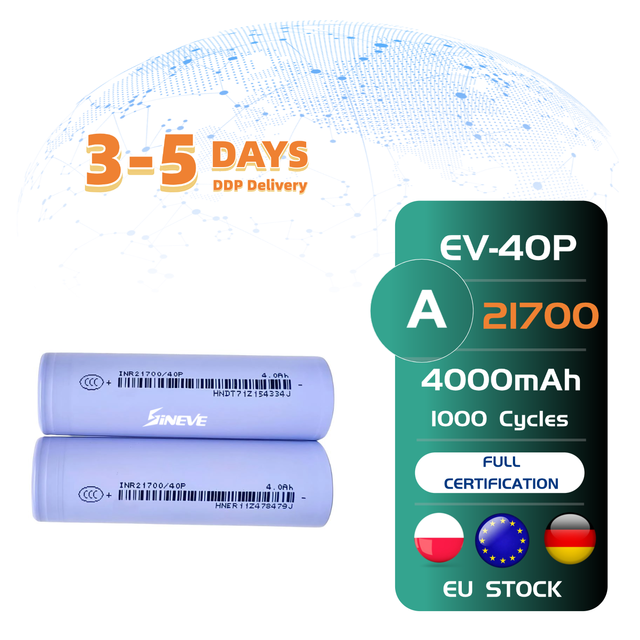 Wholesale 3.7v 40P Rechargeable INR21700 4000mah Lithium-ion Cylindrical 21700 Battery Cell 1000 Cycles CE Certified for Power