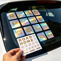 Autocollant holographique personnalisé imperméable auto-adhésif pour vitre de voiture, vinyle découpé, logo, lettrage, autocollants laser pour pare-brise