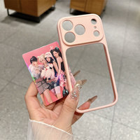 Casing Silikon Transparan untuk iPhone 15, Dompet PC TPU dengan Slot Kartu Foto DIY, Casing Ponsel untuk iPhone 18 17 16 15 14 Pro Max