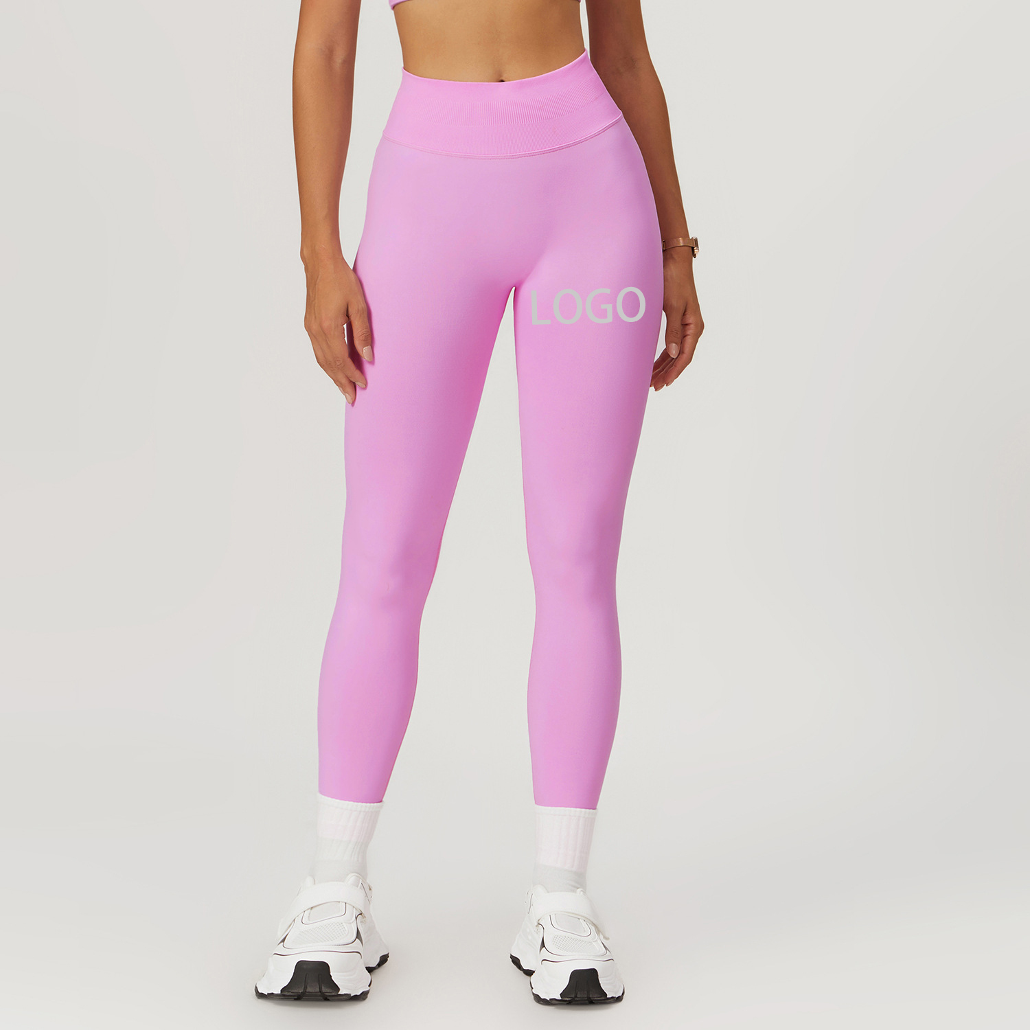 Women's High Waist Seamless Abdominal Yoga Leggings Hip Lifting Tight Fitness Running Pants Elastic Waist Closure Solid Pattern