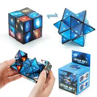 Набор 3D магнитных пластиковых геометрических кубиков «Звездное небо» 2-в-1: трансформирующаяся сенсорная игрушка-антистресс для детей и взрослых
