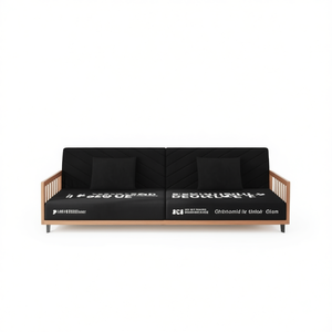 <b>Sofa</b> Bed Black 100% Polyester <b>Wood</b> <b>Frame</b> Modern Design Living Room Furniture - Product Image 1