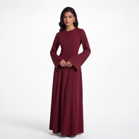 Robe maxi évasée grande taille pour femmes, couleur unie, manches longues, robe abaya ample et modeste