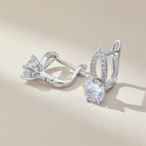 Dylam Classic Simplicity Design 925 Sterling <b>Silver</b> Rhodium Plated 5A Cubic Zirconia Diamond Hallow Out <b>Hoop</b> Earrings for Women - Product Image 5