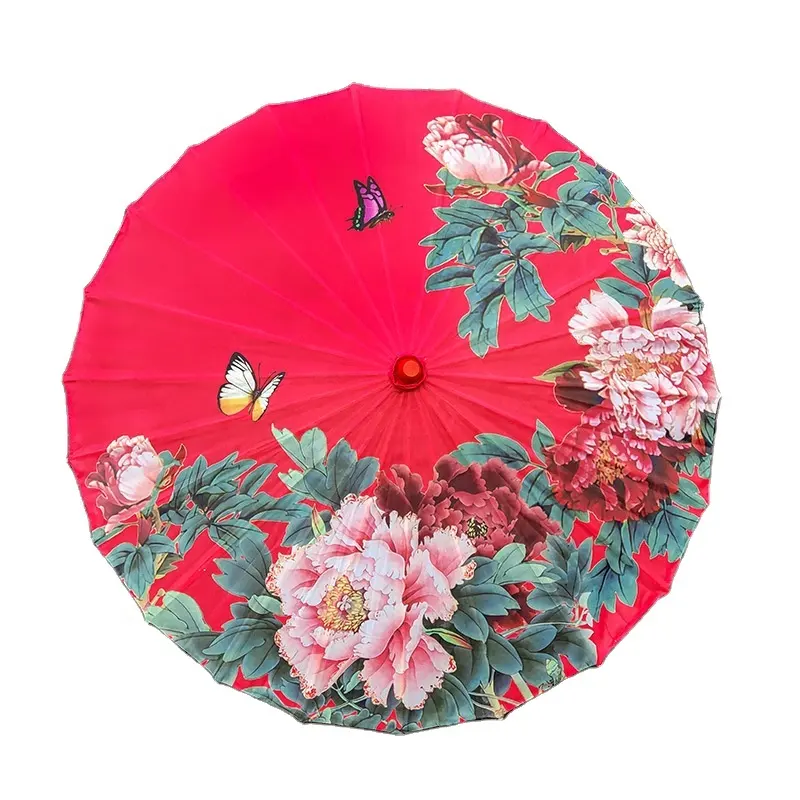 Paraguas de decoración de techo de peonía China hechos a mano, accesorios de baile de boda, sombrillas de papel de aceite de seda