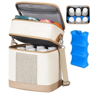 <b>Bag</b> Foldable Design Zipper Closure Double Layer Insulated Baby Bottles Portable <b>Breastmilk</b> <b>Cooler</b> <b>Bag</b> with Ice Pack - Product Image 1