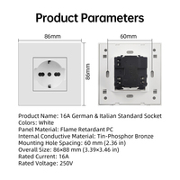 Nouveauté : Panneau PC ignifuge de type 86*86, norme européenne, interrupteurs et prises standard allemands Schuko