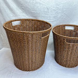 Panier à linge rond en osier, écologique, pour rangement domestique - Product Image 3