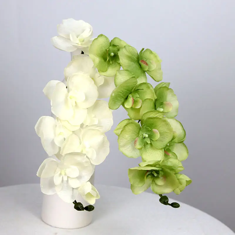 Lujo 8 cabezas de flores de seda Real Touch Phalaenopsis orquídeas flores para decoración de boda flor de Orquídea Artificial